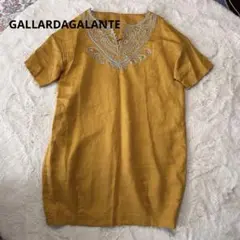 ガリャルダガランテ＊刺繍＊ワンピース＊マスタード＊麻混＊リネン＊フリーサイズのサムネイル