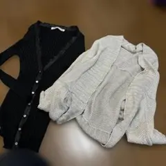 黒とグレーの長袖カーディガン　2点セット