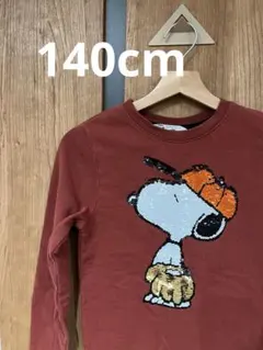 PEANUTS スヌーピー スパンコール トレーナー 140cm レッド