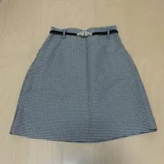 INGNI ギンガムチェック タイトスカート ビジューベルト付き M