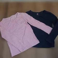H&M 長袖カットソー 2枚セット ピンク ネイビー