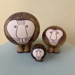 【美品】Lisa Larson リサラーソン ライオン 大 中小セット 置物