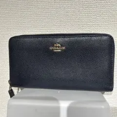 極美品/定価4万】COACH 長財布 57713 クロスグレインレザー 紺 - メルカリ