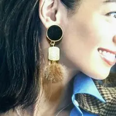 sale☆ファーボール＆レザー☆ピアス/イヤリング