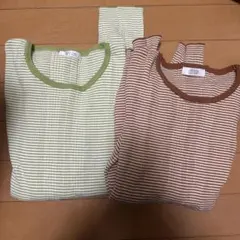 ローリンズファーム　ボーダーニット長袖トップス2点セット