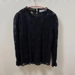 レース長袖シャツ 黒のサムネイル