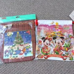 ●未使用　ディズニーランド/シー　巾着セット　ダッフィークリスマス●