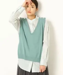 COMME CA S-SIZE Sサイズ プロックスストライプ ニット付シャツのサムネイル
