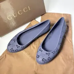 美品GUCCIグッチ GG柄 ラバー フラットシューズ ラバーシューズ ネイビーのサムネイル