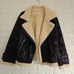 Ungrid⭐フェイクムートン ボアブルゾン bk