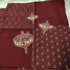 新品　ワインレッド刺繍座布団カバー　2枚