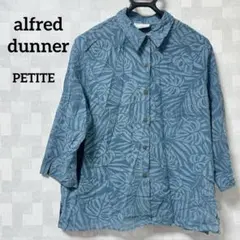 匿名配送❣️alfred dunner【PETITE】リーフ柄ブルーシャツ 5分袖