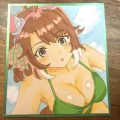 ウマ娘　ダンツフレーム　水着　　ファンアート　手描きイラスト　色紙　アナログ