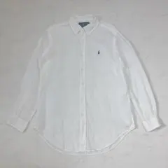 ラルフローレン　リネン100% シャツ　ホワイト　ポニー刺繍　XLサイズ相当
