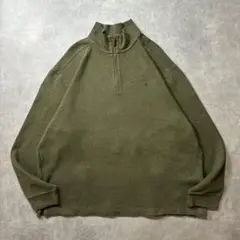 【POLO】ポロラルフローレン オリーブグリーンハーフジップニット XXLサイズ