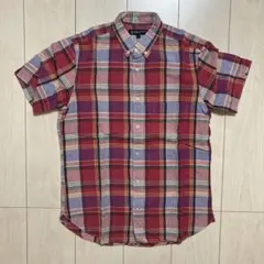 BEAUTY & YOUTH 半袖シャツ S レッド系チェック
