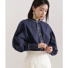 ナチュラルビューティーベーシック♡パイピングシャツブラウス