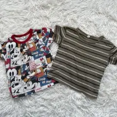 男の子　保育園　洗い替え　半袖　80サイズ　2枚セット　ミッキー　ボーダー