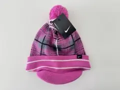 Nike チェック柄 ニット帽 ポンポン付き