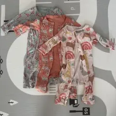 next ベビー　 動物柄　かわいいロンパース　3点セット　70cm ピンク水色