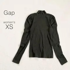【ギャップ】リブTシャツ パフスリーブ モックネック 長袖 フェミニン 極美品