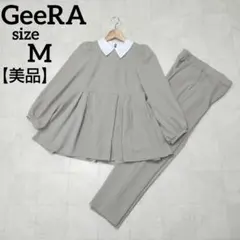 【美品】ジーラ 2way配色襟プリーツ切替ブラウスセットアップ セレモニー M