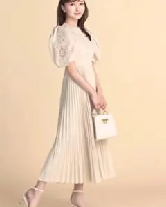 極美品✨セルフォード25SS Aライン チュールワンピース ノースリーブ