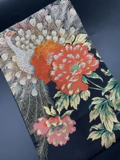 高級　正絹　洒落帯　名古屋帯　アンティーク　大正ロマン　花柄　孔雀　288