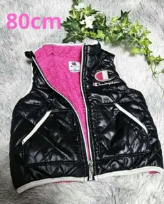 Champion アウター 黒/ピンク80チャンピオンジャンパーベストベビー