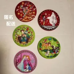 【匿名配送】ディズニー 刺繍 缶バッジ 第2弾 5点セット
