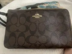COACH 日本未発売 デンプシーチェック長財布とクロコダイル風ブルー 