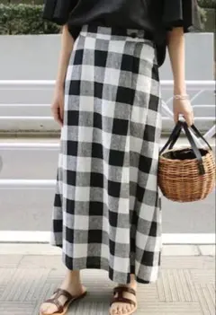 SLOBE IENA スローブイエナ リネン混ギンガムチェック スカート