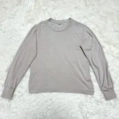 ユニクロ UNIQLO ロングTシャツ 長袖 Mサイズ グレージュ系 トップス