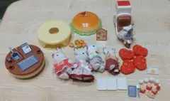 シルバニアファミリー　ハンバーガーワゴン お店セット　&　人形3体