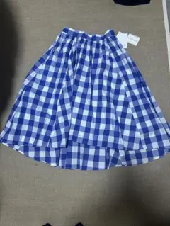 新品　Queens coatフレアスカート M 青と白のチェック柄 サイズ1