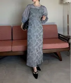 feepur フェピュール　ジャガードビスチェドッキングワンピース　オケージョン