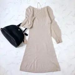 ANAYI アンゴラ混合　パフスリーブ　ニットワンピース　アナイ