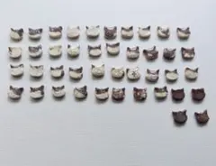 茶×白猫タイル　42個　ハンドメイド