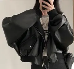 新品未使用タグ付き】ペイジーボーイブラックレザーオーバーサイズ 