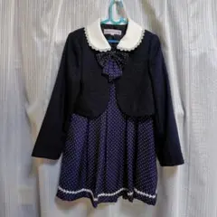 ネイビー・ホワイトドット柄ジャケットドレスセット