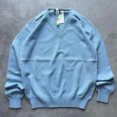 【MaxMara WEEKEND】 Vネックコットンニット ライトブルー S