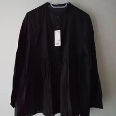 新品タグつき UNIQLO ブラック コットンブラウス Lサイズ