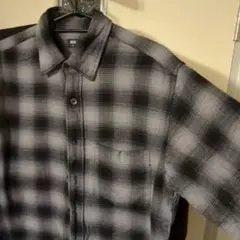 UNIQLO グレーチェック 長袖シャツ S