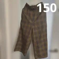 ikka チェックワイドパンツ
