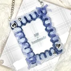 W519 ホイップデコ　トレカケース　紺　白　レースアップ　リボン