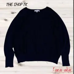 2177.ザショップティーケー/トップス【S】ネイビー/ボーダーライン生地