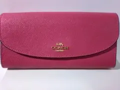 ☪️■COACH  52372 長財布 クロスグレインレザー ピンク 新品未使用 Amazon | [コーチ] COACH ラウンド長財布 長財布 ピンク レザー 52372