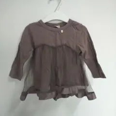 petit main 長袖チュール付きトップス
