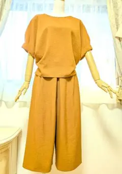 セットアップ　トップス&ワイドパンツ　L　ブラウン