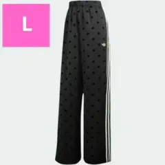 XL 完売 黒adidas サテン 水玉 模様 ワイドレッグパンツ ポルカドット